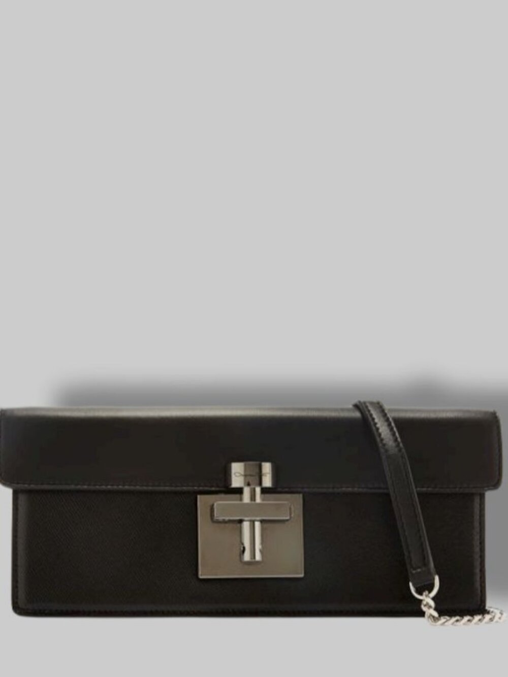 OSCAR DE LA RENTA Women's Black Leather Alibi Purse Clutch Hand Bag